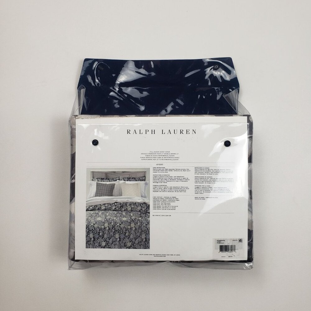 Ralph Lauren Home Avery Full/Queen Duvet Cover Grey Floral Chrysanthemum Heather - Picture 4 of 16